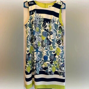 Eliza J NWT Dress Women Sheath Blue Lime Green Floral Sleeveless Size 10